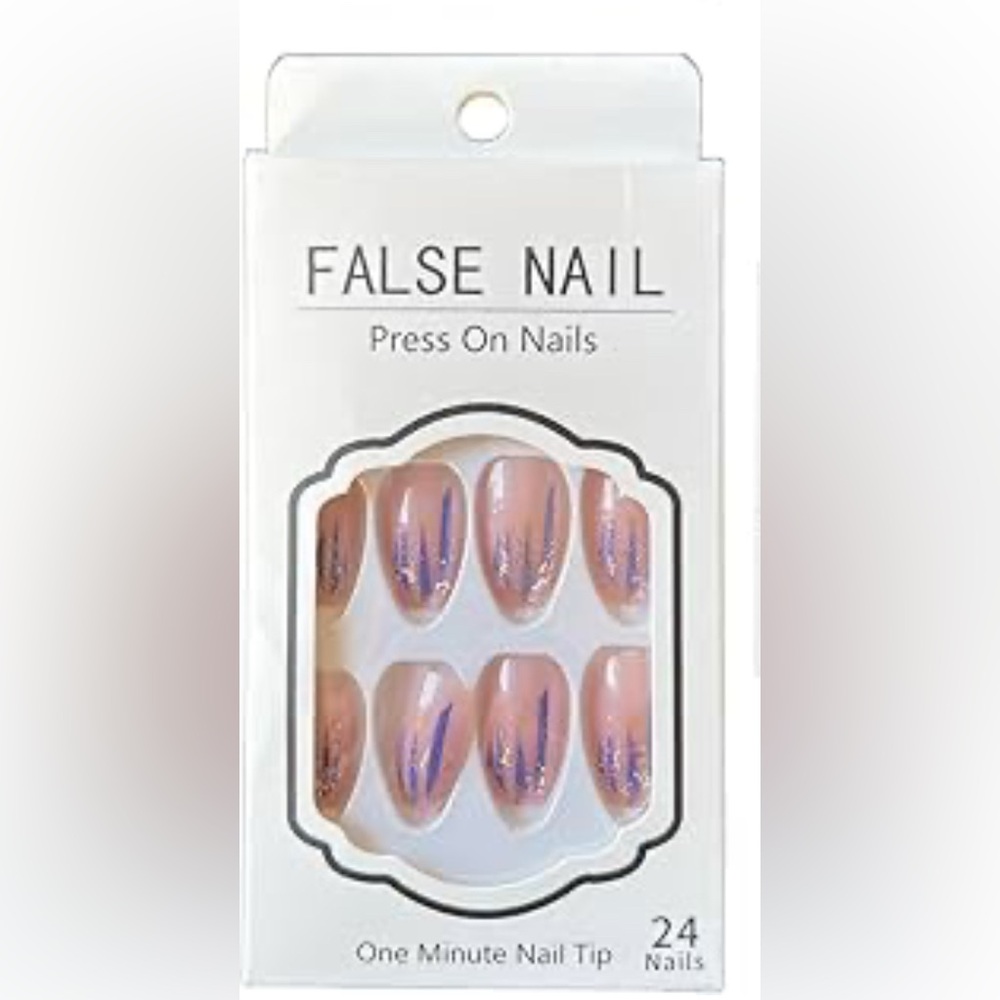 Elegant Press-On False Nails with Purple Accents